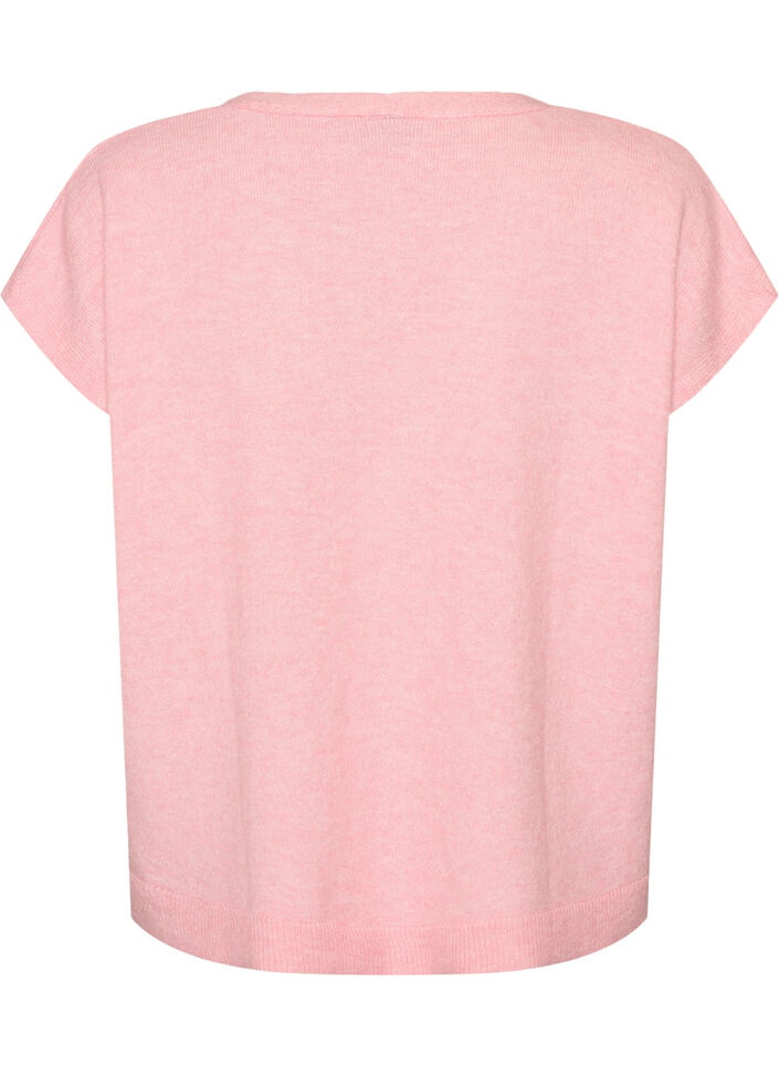 Knitted vest with V-neck and decorative buttons, Pink, Packshot image number 1