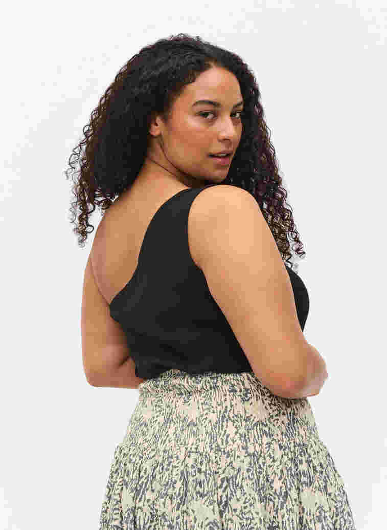 One-shoulder top in cotton, Black, Model