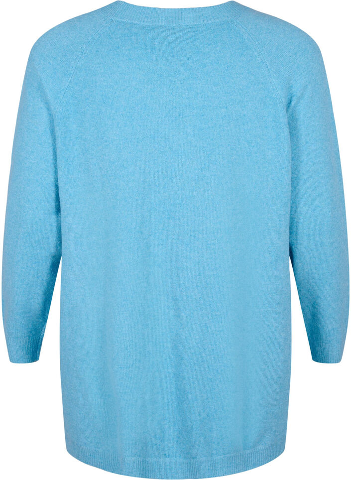 Marled knitted sweater with button details, River Blue WhiteMel., Packshot image number 1