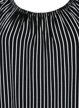 Striped viscose blouse with short sleeves, Black/ White Stripe, Packshot image number 2