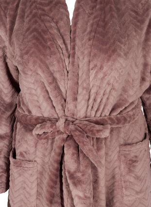 Short patterned dressing gown with pockets, Rose Taupe, Packshot image number 2
