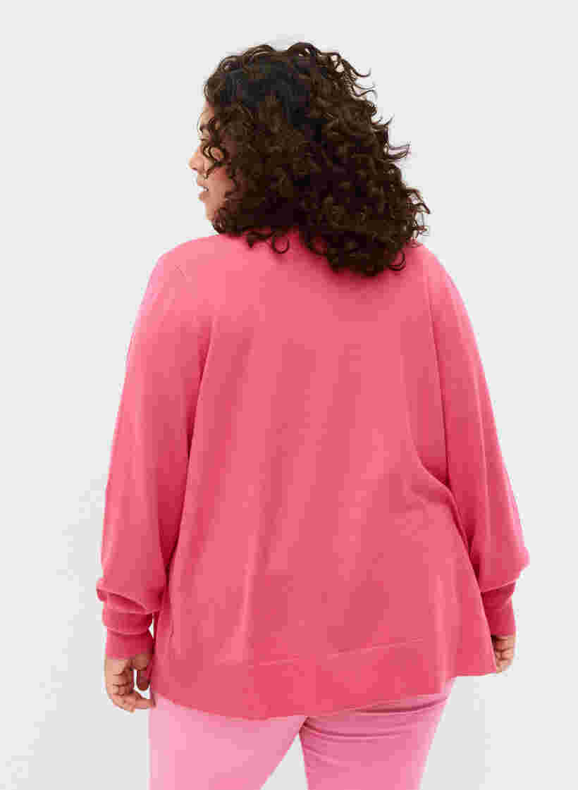 Ribbed cardigan with button closure, Hot Pink, Model image number 1