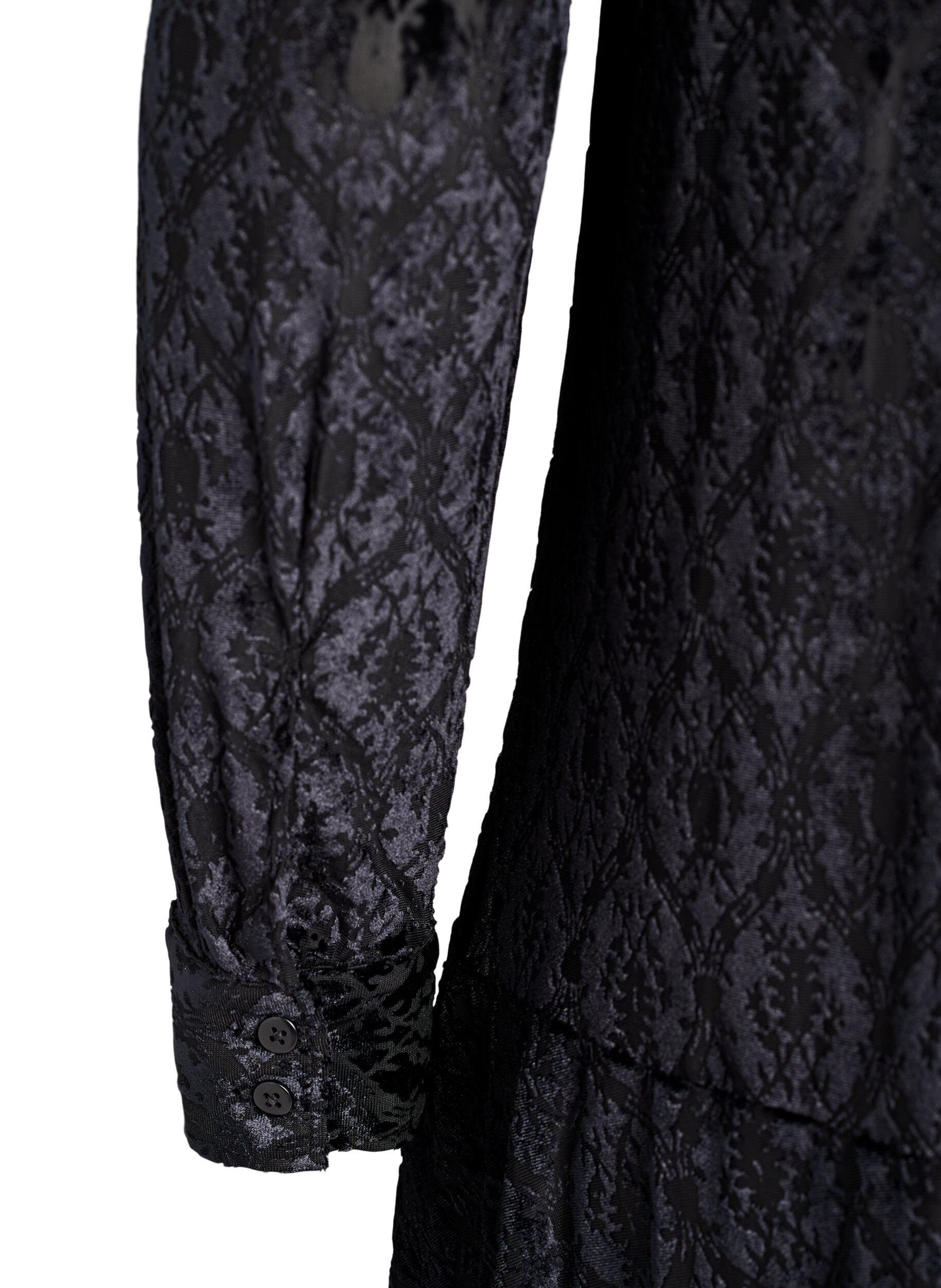 Zizzifashion Short dress with a velour pattern, Black, Packshot image number 3