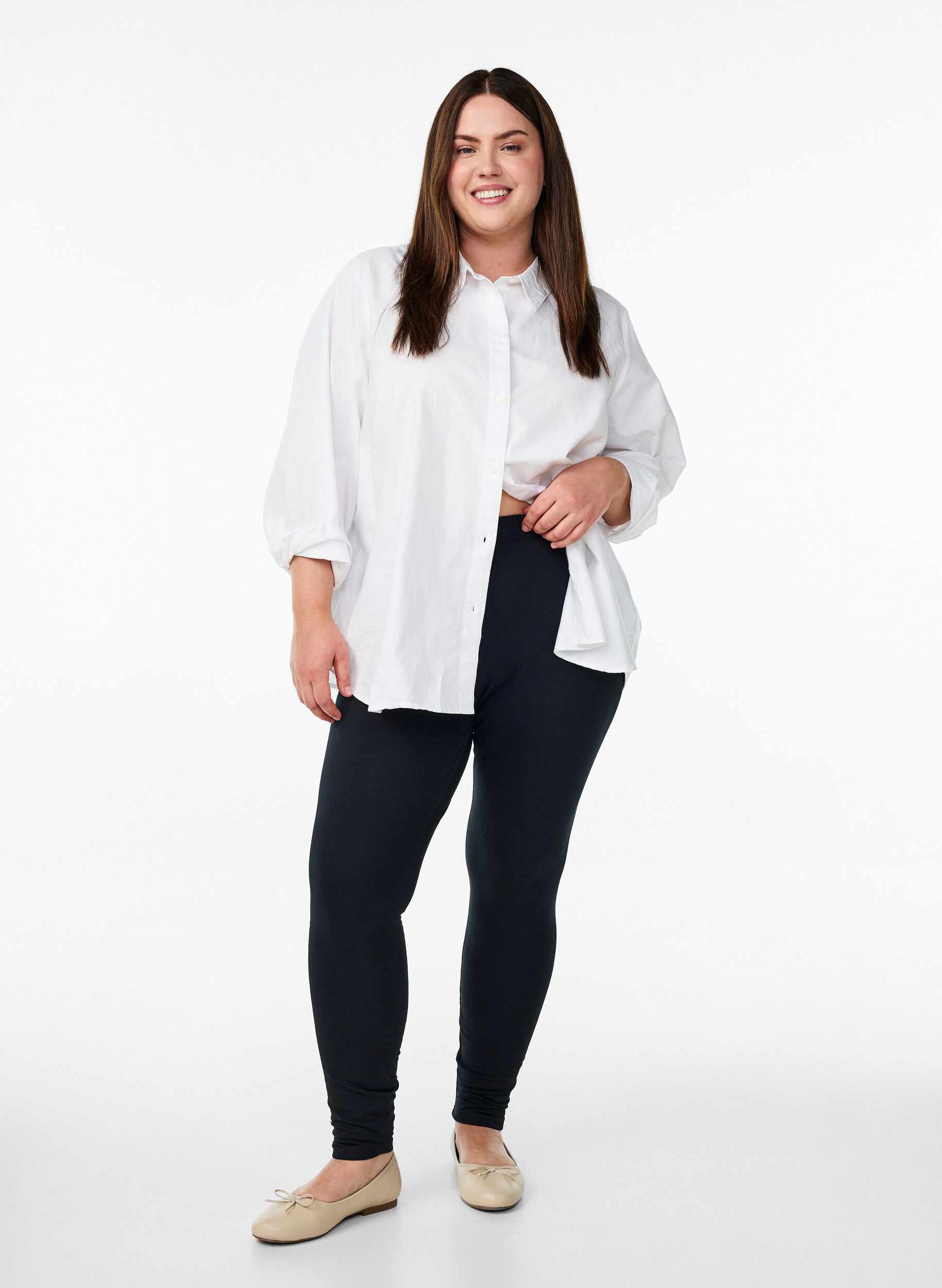 ZizzifashionLeggings in cotton with lining, Black, Model image number 1