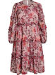 Floral midi dress with ruffle details and sheer sleeves, Rose, Packshot image number 0