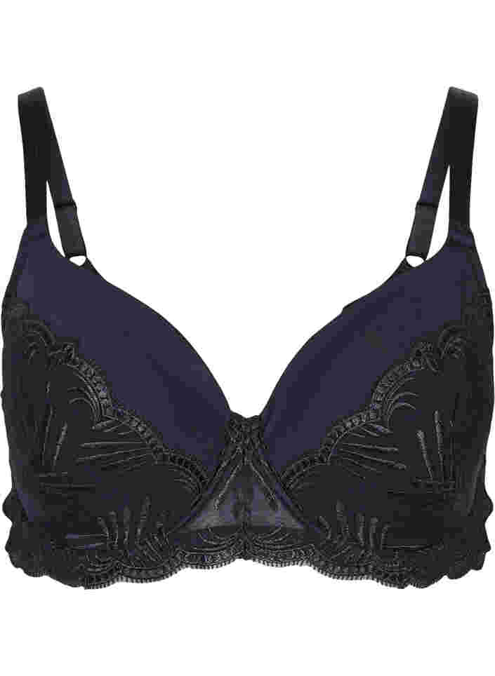 Sophia underwire bra with padding and lace, Black, Packshot