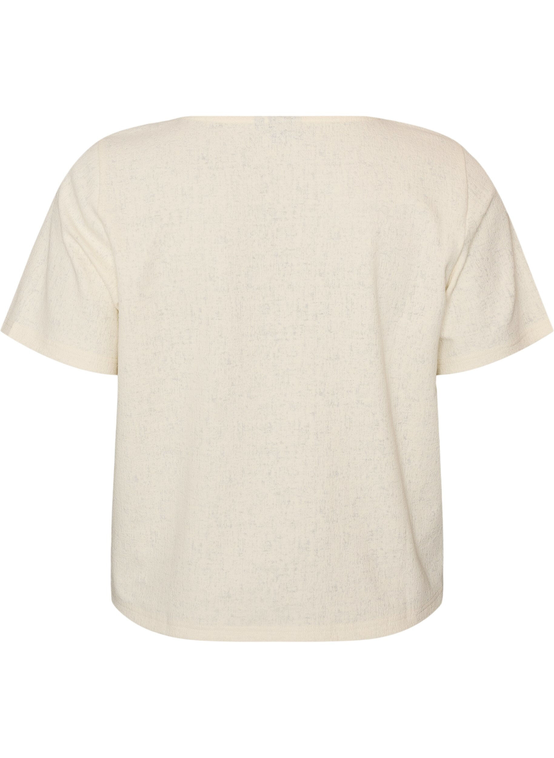 ZizzifashionTextured cotton blouse with button fastening, Vanilla, Packshot image number 1