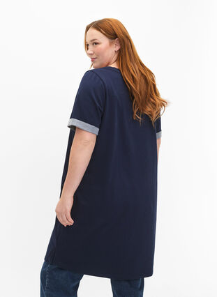 Short-sleeved sweat dress with pockets, Black Iris, Model image number 1