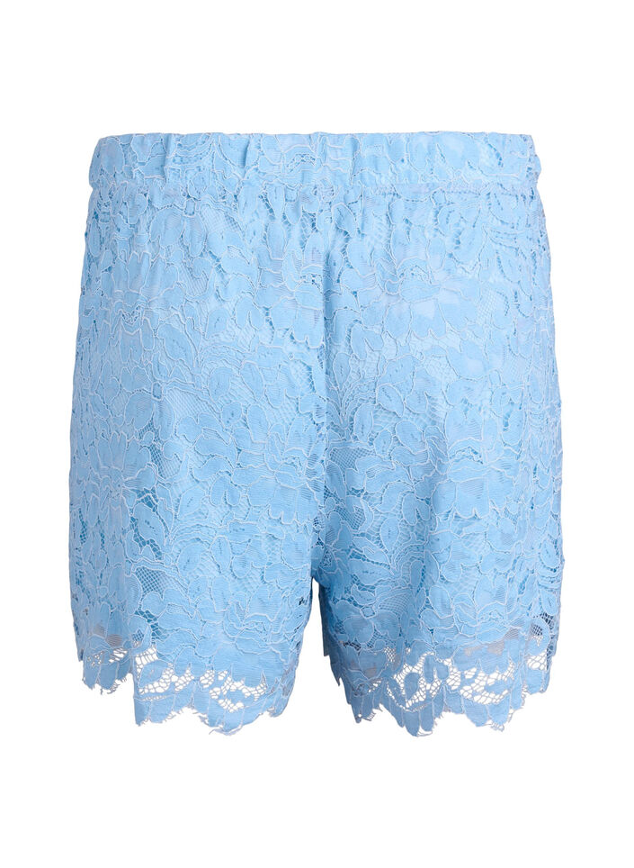 Lace shorts with high waist and pockets, Blue, Packshot image number 1