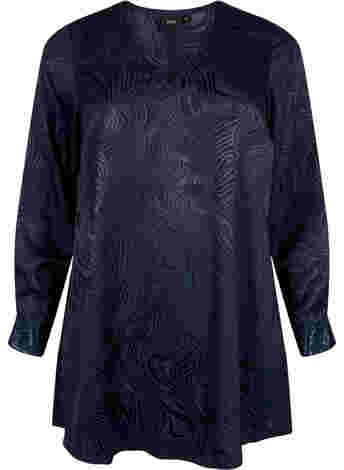 Tunic with tone-on-tone pattern and v-neckline