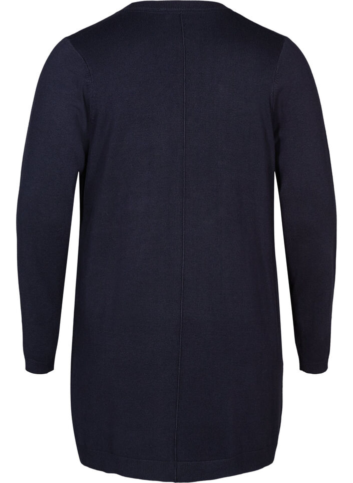 Long knitted cardigan in a viscose blend, Blue, Packshot image number 1