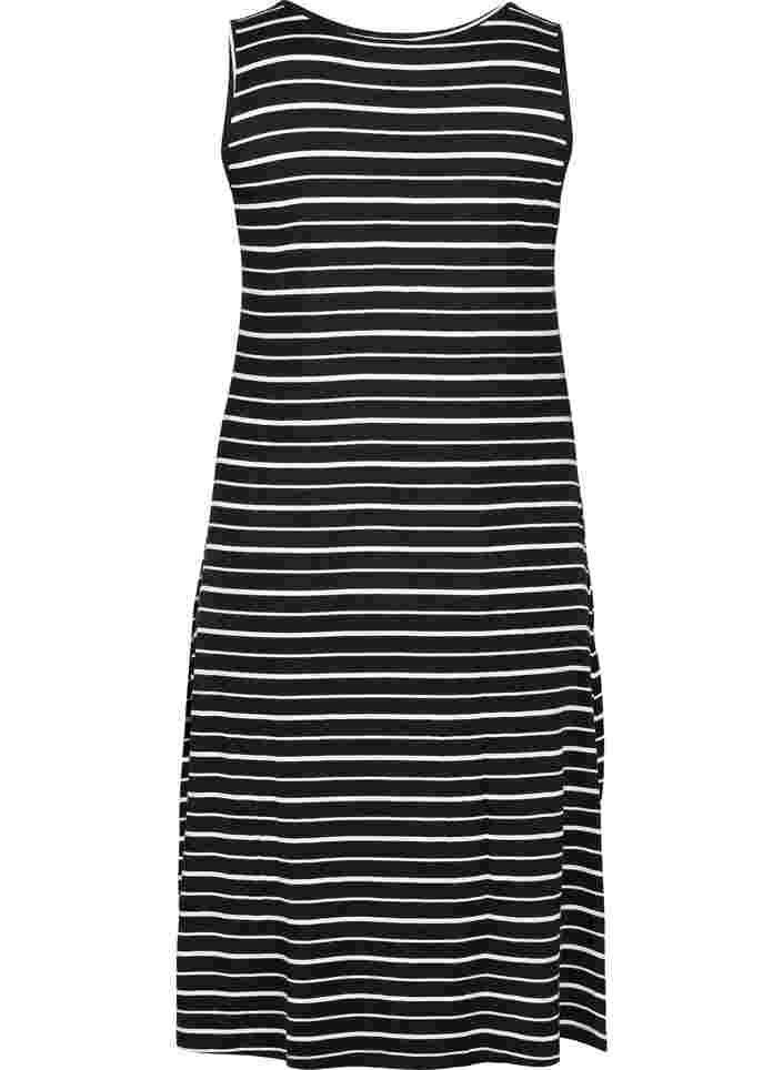 Striped viscose midi dress, Black w. stripe, Packshot image number 1