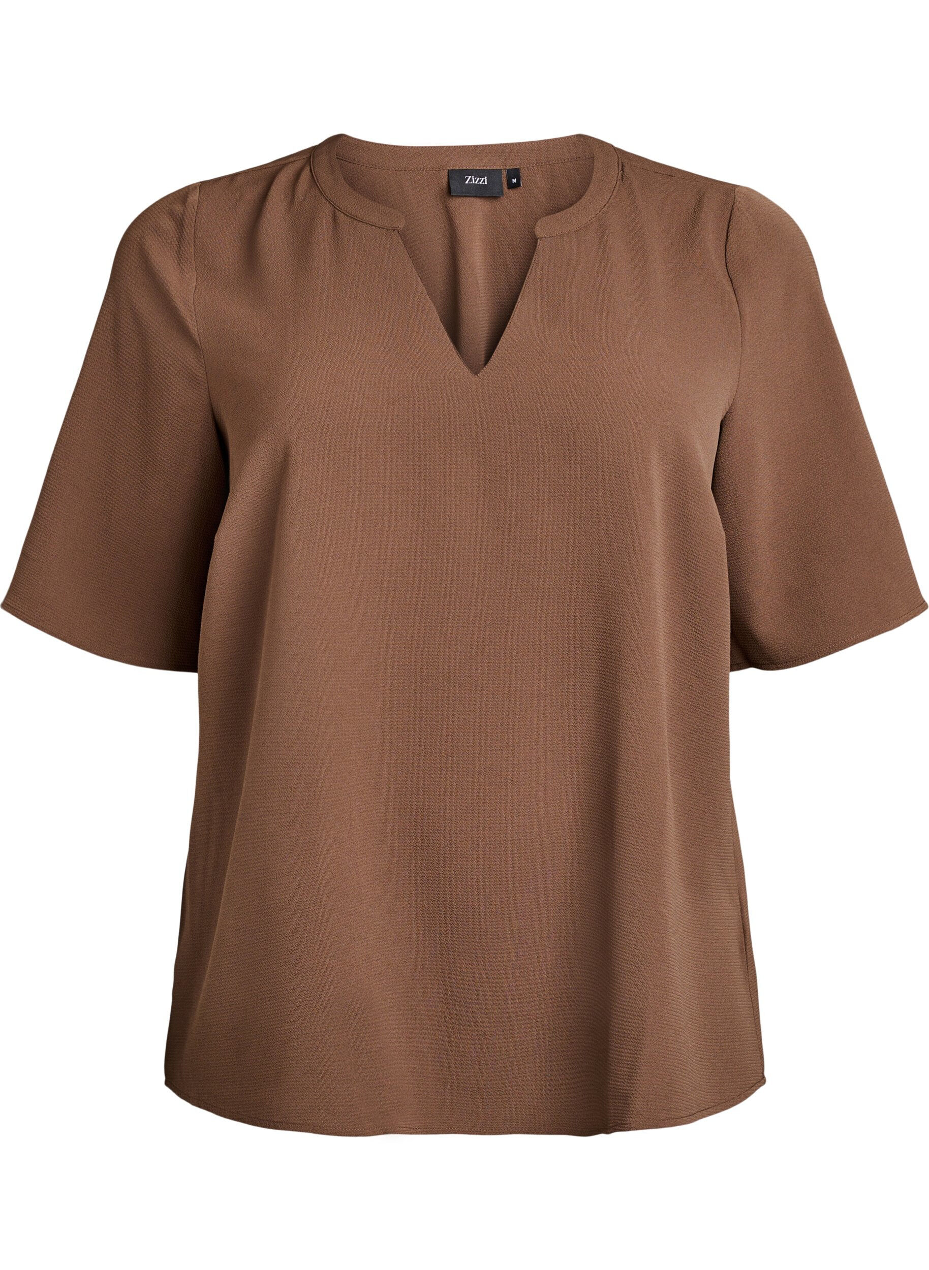Short-sleeved blouse with V-neck