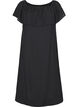 Midi-length dress with ruffled hem and slit, Black, Packshot image number 0