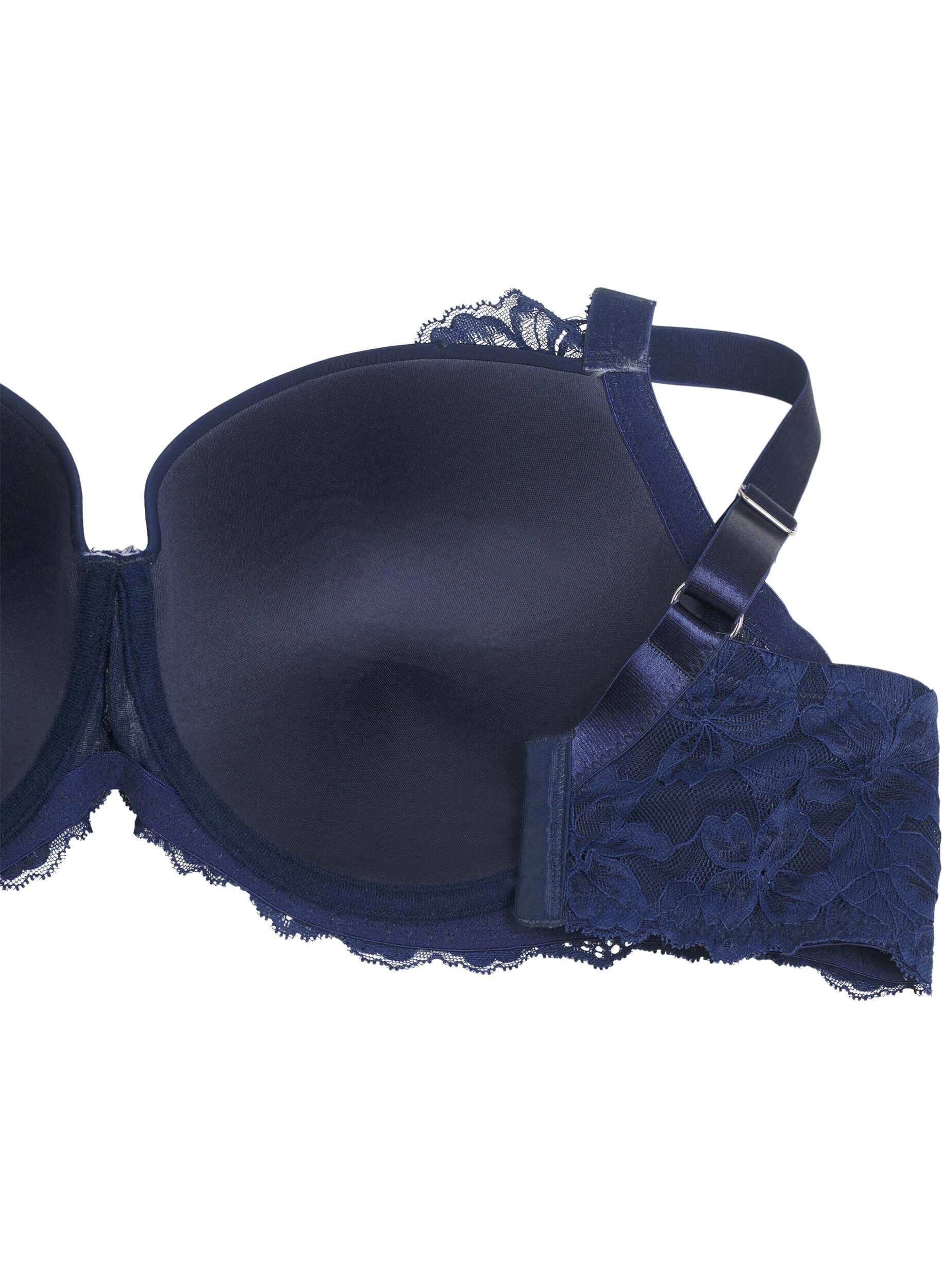 Zizzifashion Lace bra with moulded cups, Blue, Packshot image number 3