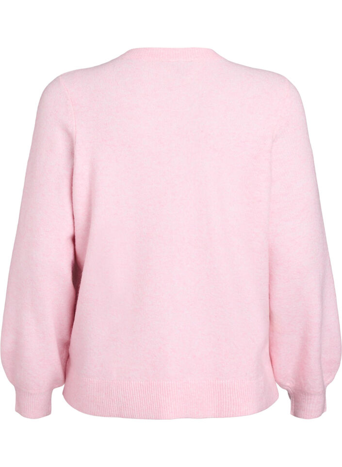 Cardigan in soft knit with gold-coloured buttons, Rose, Packshot image number 1