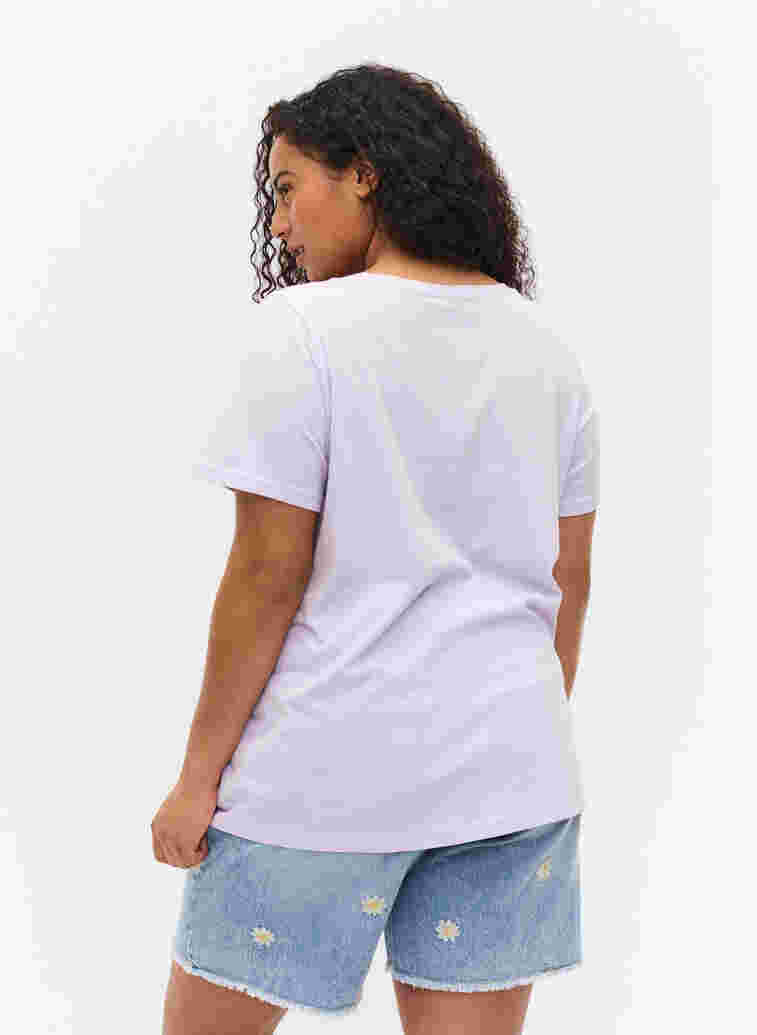 Cotton t-shirt with a-line cut and print, Thistle Fl. Picture, Model image number 1