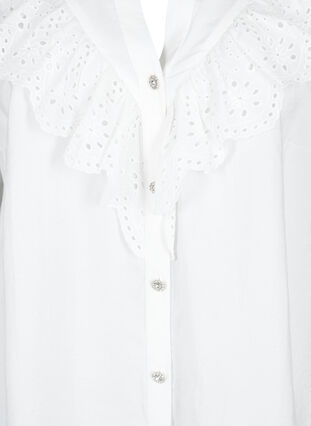 Viscose shirt blouse with ruffles, Bright White, Packshot image number 2