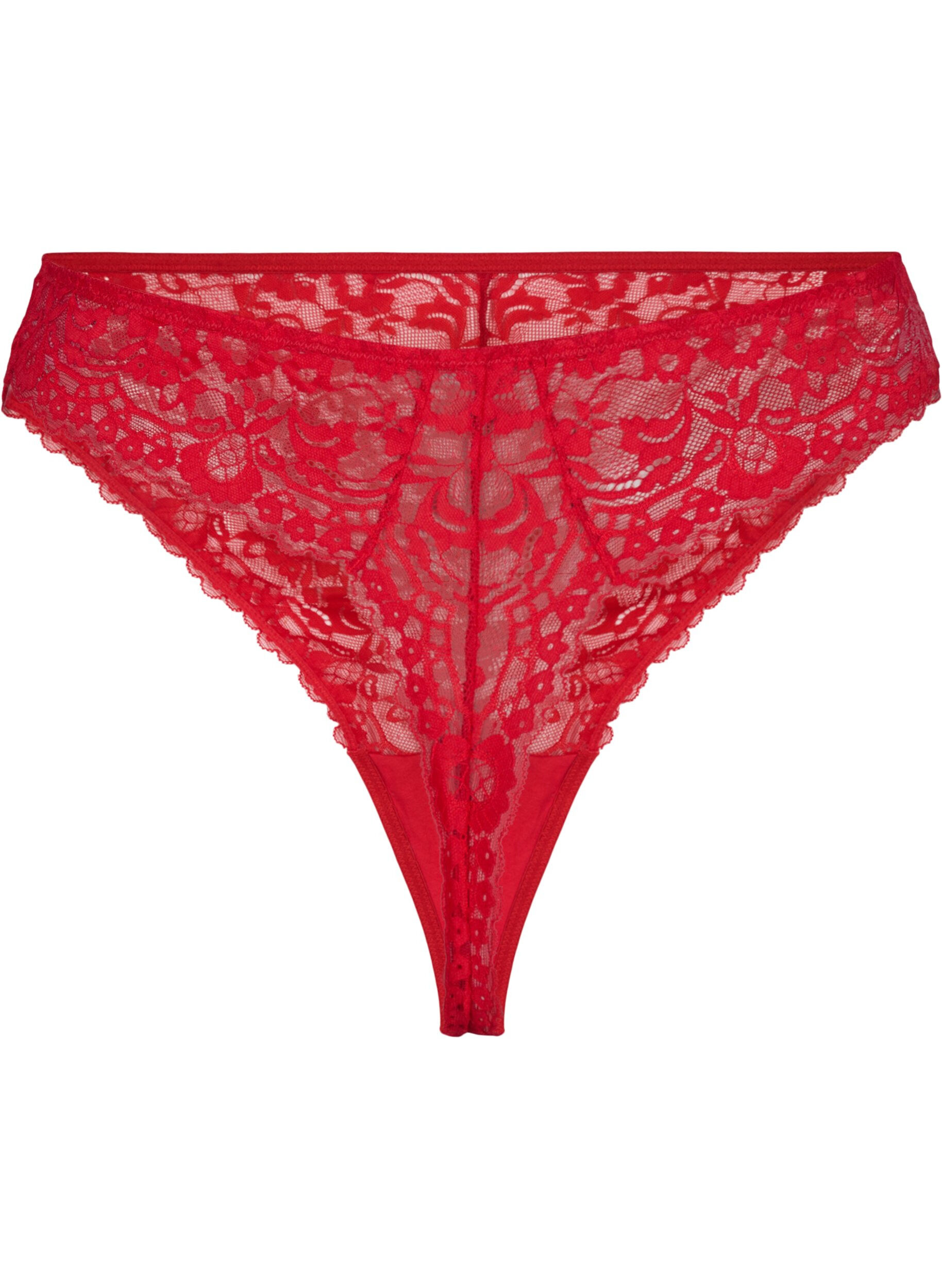 Zizzifashion Lace G-string with regular waist, Red Ass., Packshot image number 1
