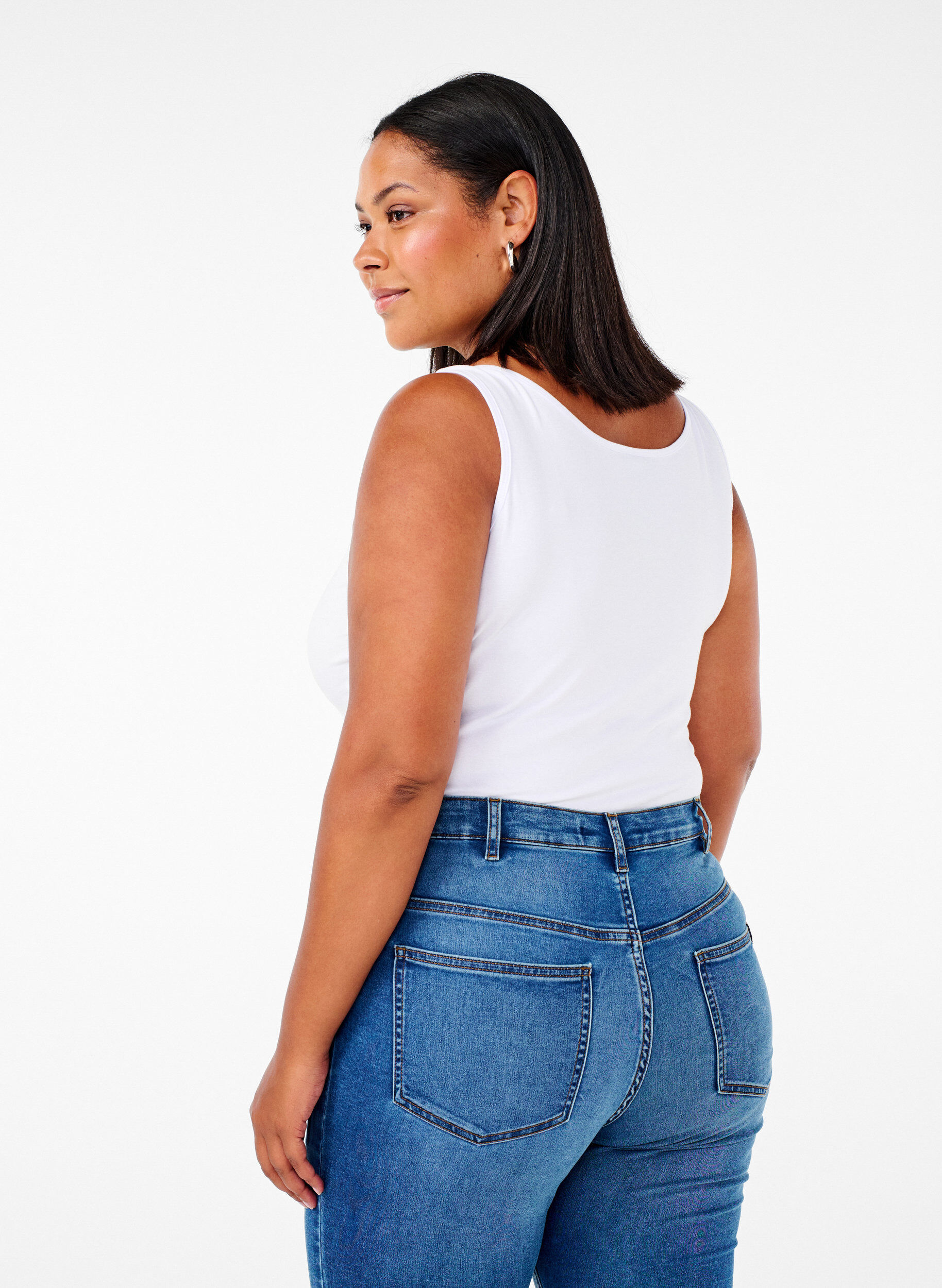 ZizzifashionCotton basic top, White, Model image number 2