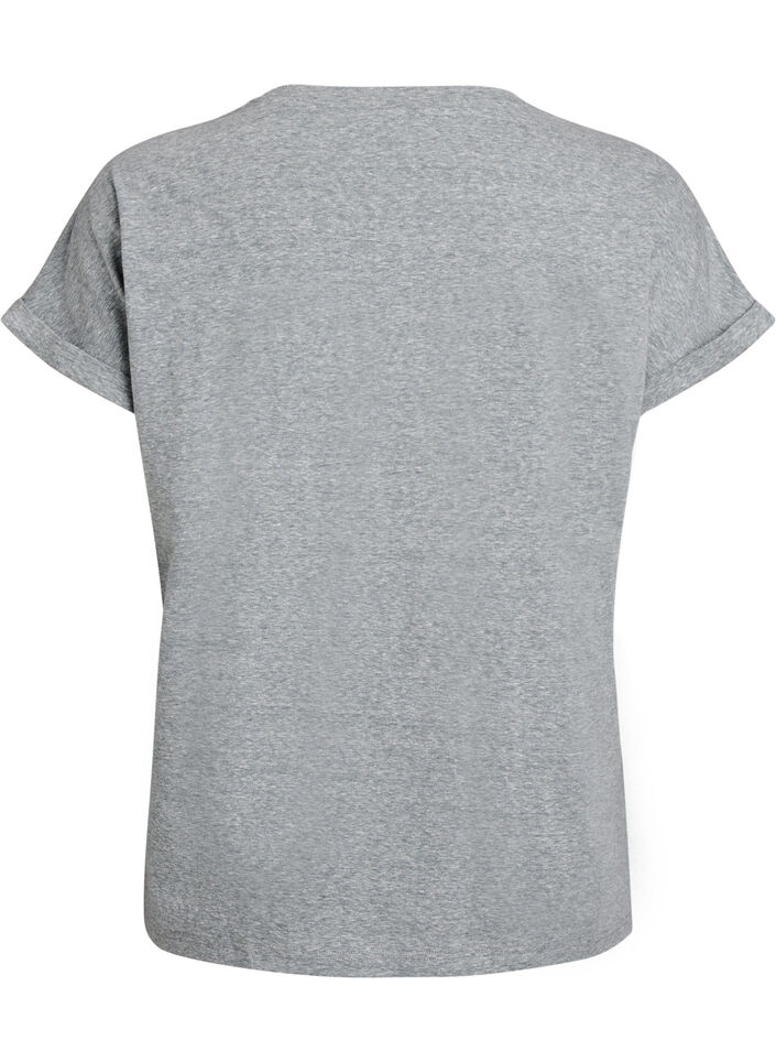 Melange t-shirt with short sleeves, Green, Packshot image number 1