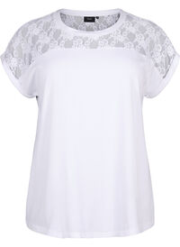 Short-sleeved cotton t-shirt with lace