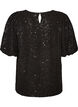 Sequin blouse with balloon sleeves, Black, Packshot image number 1