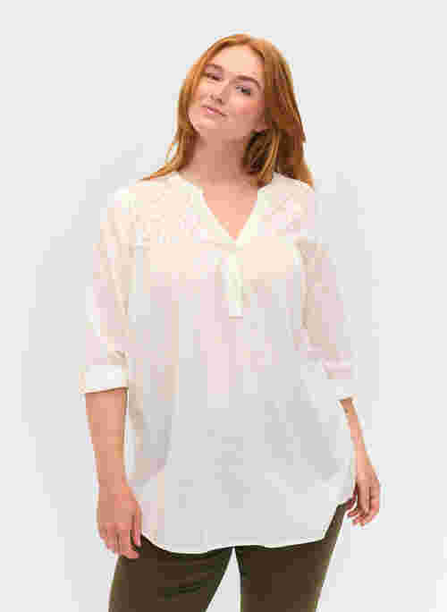 Cotton blouse with lace details