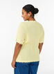 Short-sleeved knit blouse with openwork pattern and wavy edges, Yellow, Model image number 2