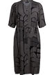 Midi dress with print and tie belt, Black, Packshot image number 0
