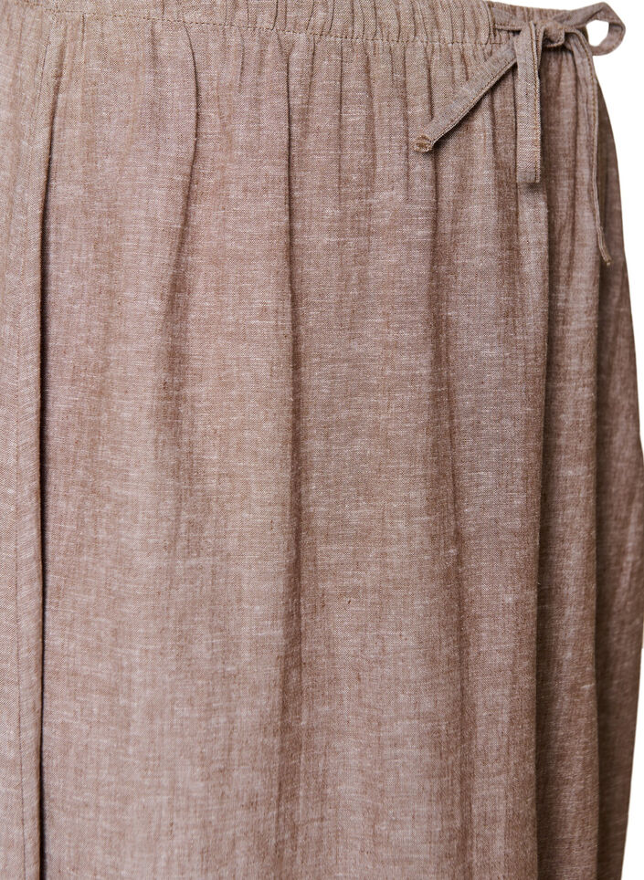 A-line midi skirt in linen and viscose, Brown, Packshot