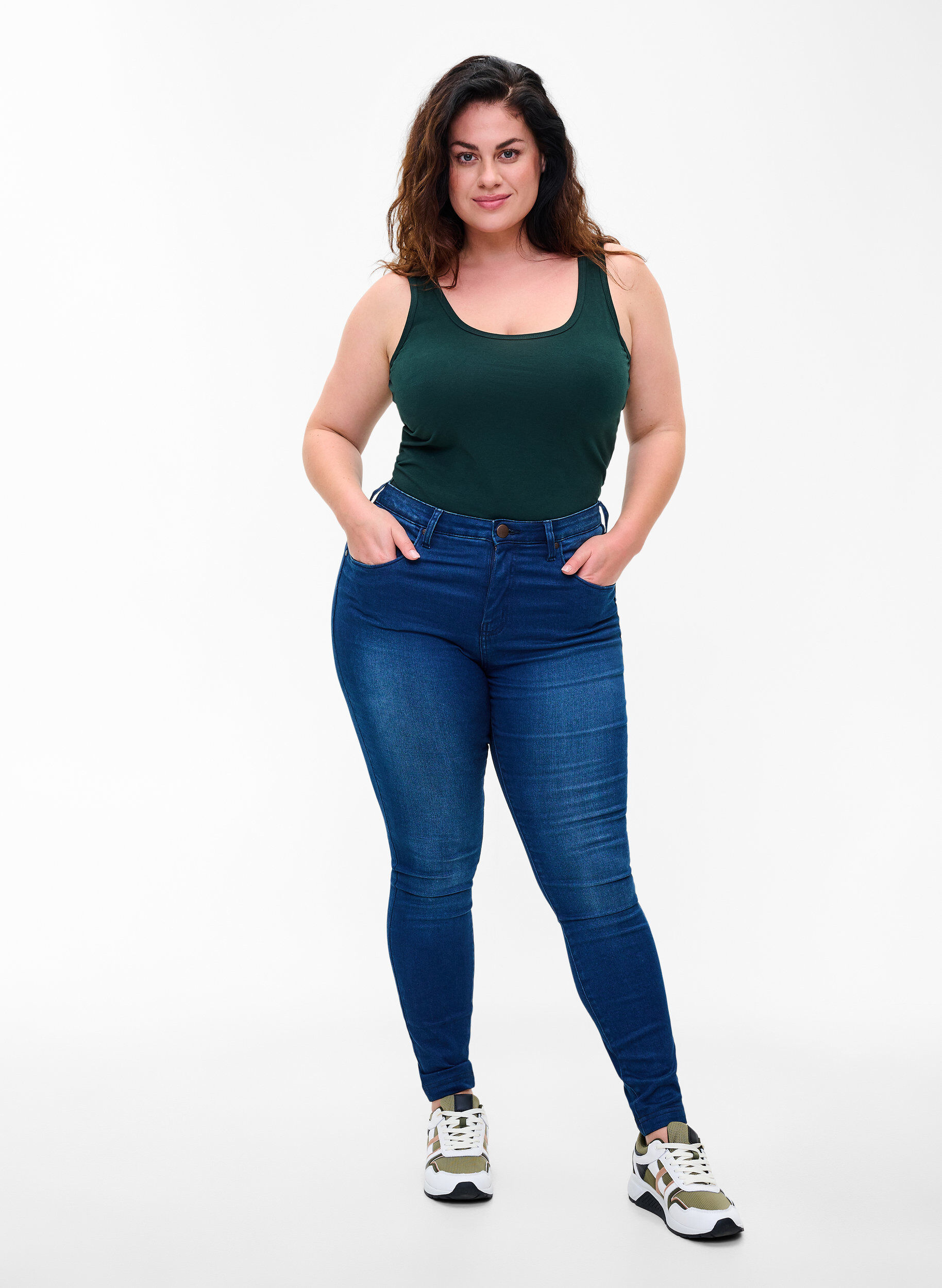 ZizzifashionCotton basic top, Green, Model image number 1
