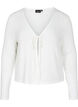 Ribbed cardigan with tie-string, White, Packshot image number 0