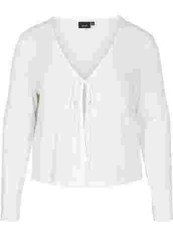 Ribbed cardigan with tie-string