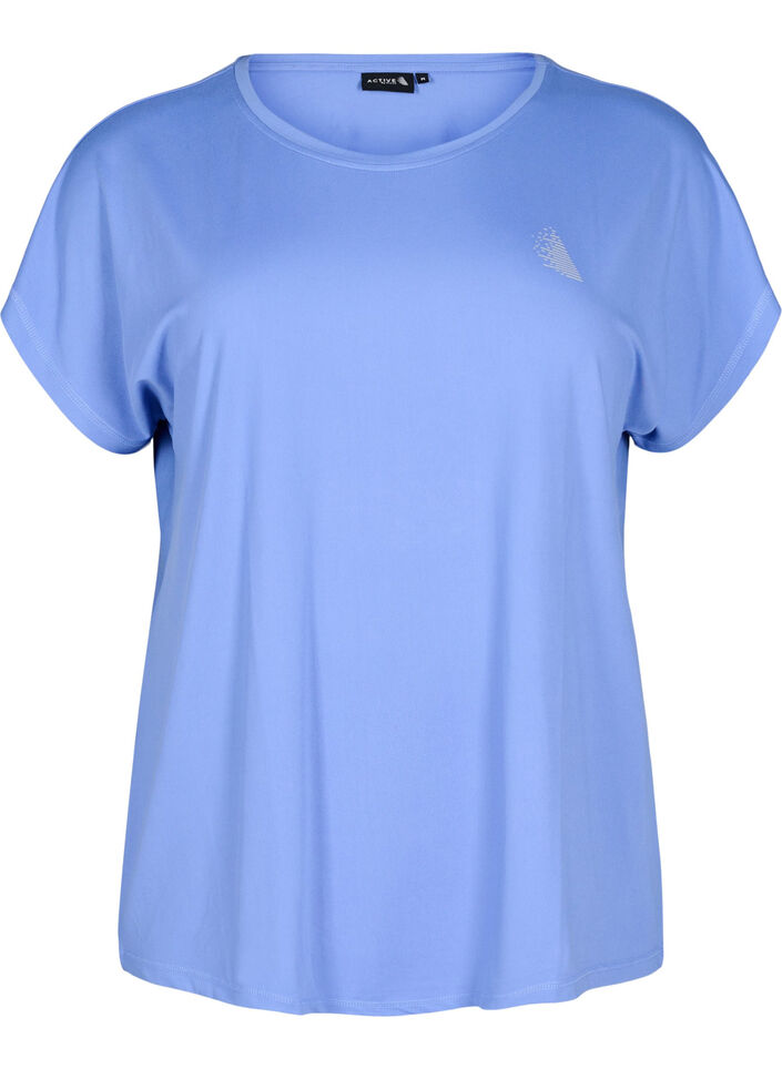 Solid-coloured workout T-shirt, Blue, Packshot image number 0