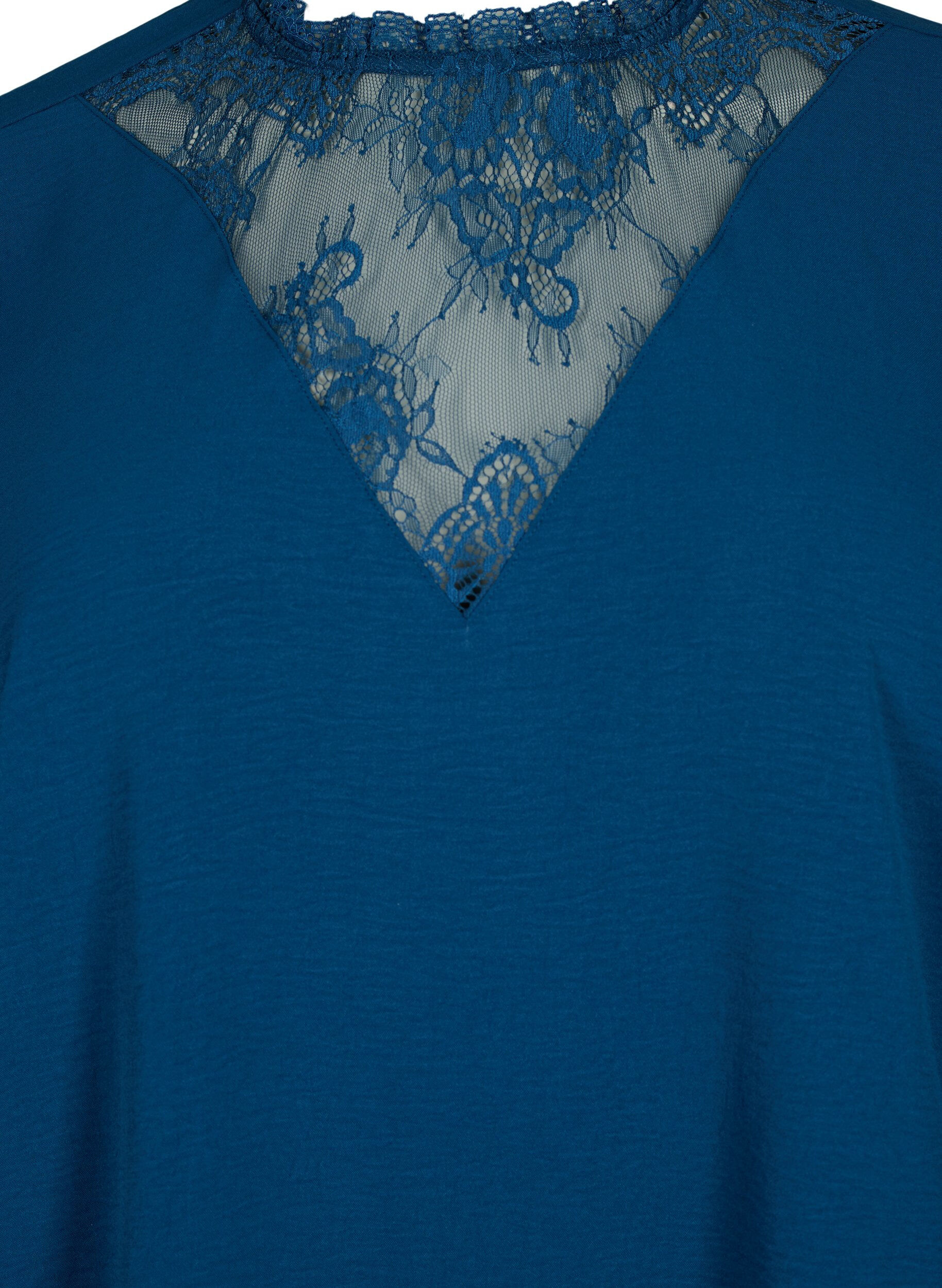 Zizzifashion Long sleeved blouse with lace detail, Titan, Packshot image number 2