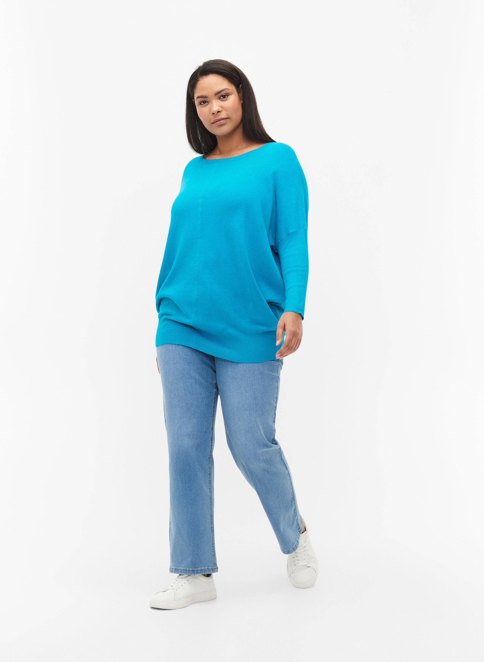 Zizzifashion Knitted tunic in viscose blend, Capri Breeze, Model image number 2
