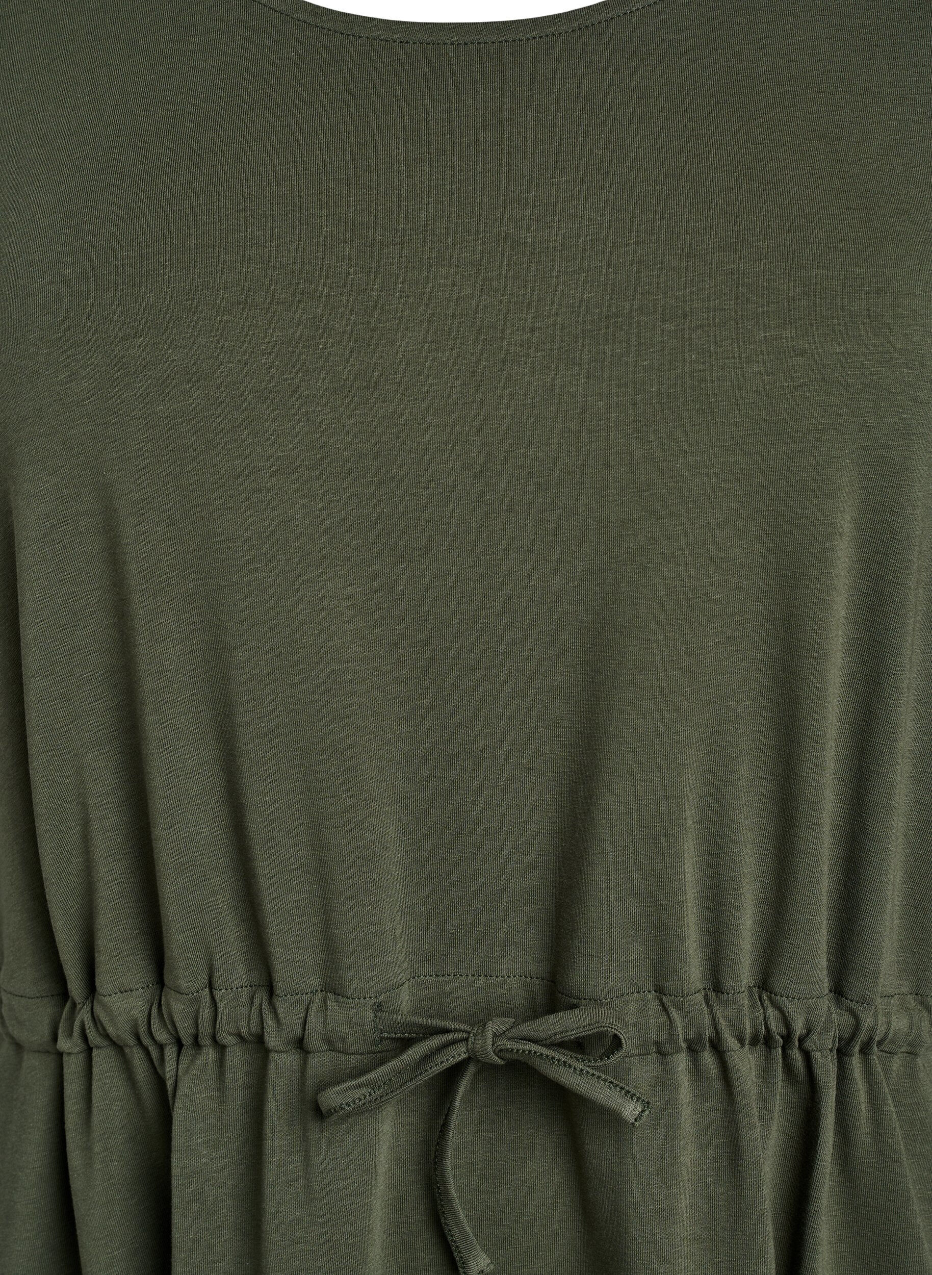 Zizzifashion Midi dress in cotton with short sleeves, Green, Packshot image number 2