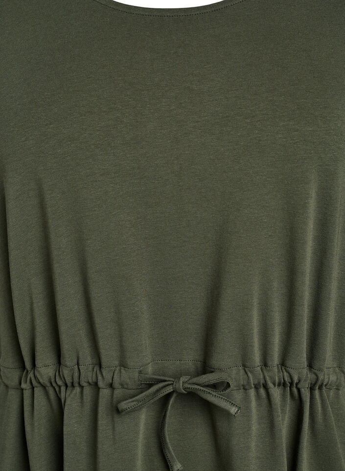 Midi dress in cotton with short sleeves, Green, Packshot image number 2