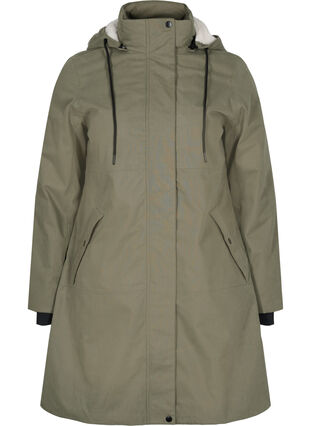 Waterproof jacket with detachable hood, Dusty Olive, Packshot image number 0