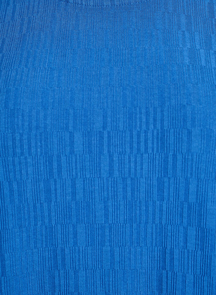 Blouse with texture and 3/4 sleeves, Blue, Packshot image number 2
