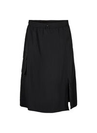 Midi skirt with slit and cargo pocket