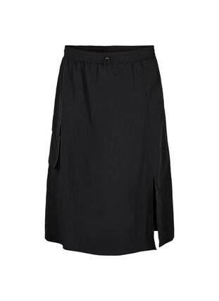 Midi skirt with slit and cargo pocket, Black, Packshot image number 0