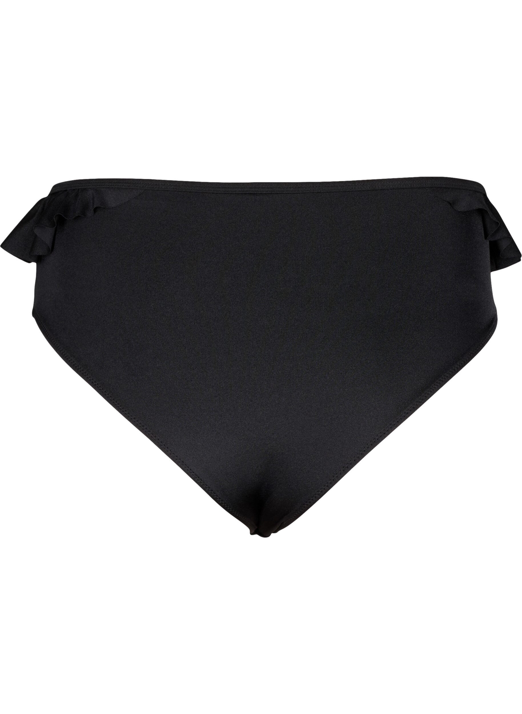 Zizzifashion Bikini briefs with ruffles, Black, Packshot image number 1