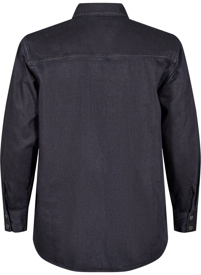 Denim shirt with chest pockets, Black, Packshot image number 1