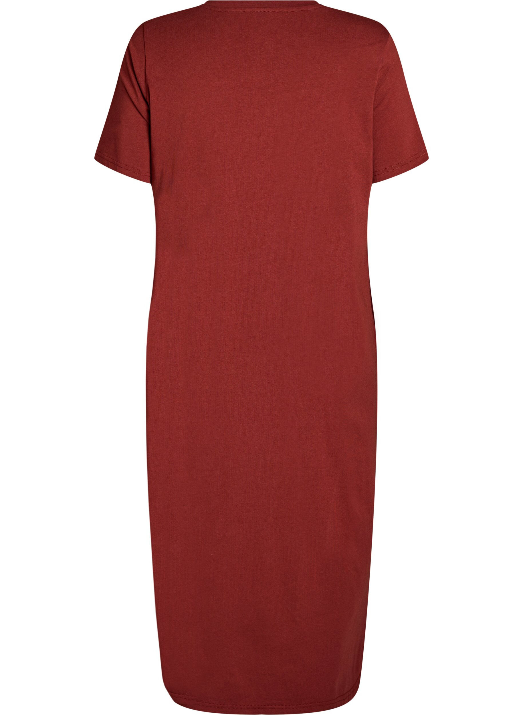 ZizzifashionMidi T-shirt dress with a V-neck, Red, Packshot image number 1
