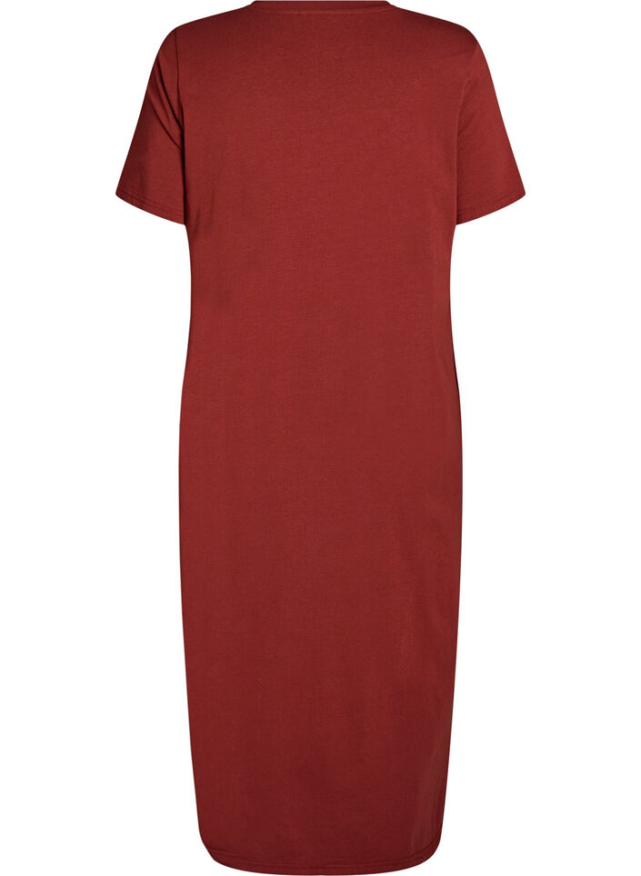 Midi T-shirt dress with a V-neck, Red, Packshot image number 1