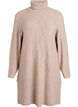 Short knitted dress with a turtleneck and ribbed texture, Beige, Packshot image number 0