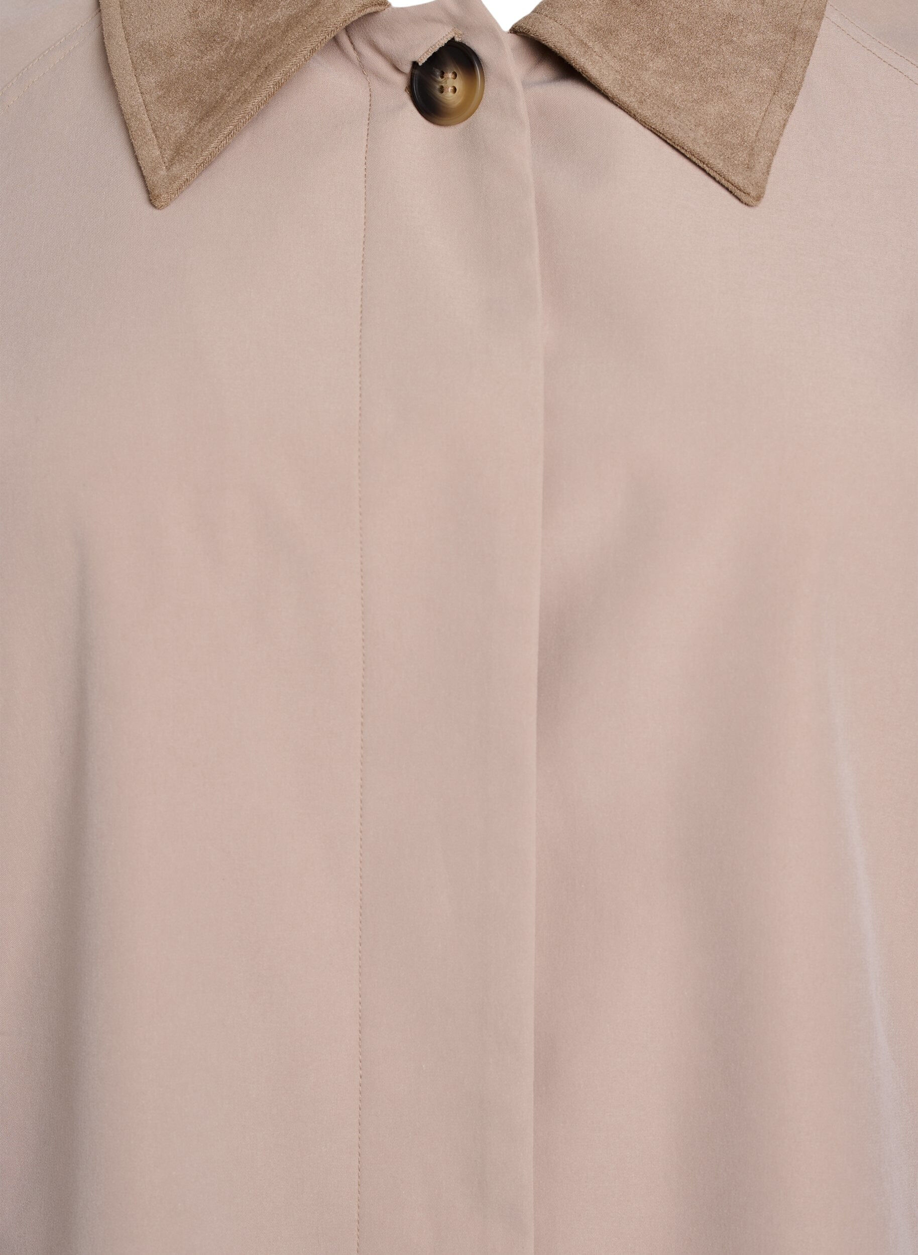 Zizzifashion Spring jacket with faux suede collar and concealed button fastening, Beige, Packshot image number 2