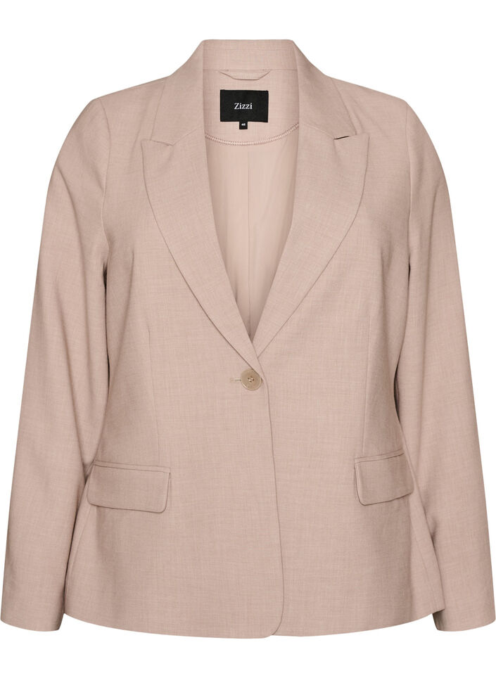 Classic blazer with single button closure and pockets, Beige, Packshot image number 0
